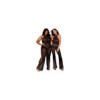 bodystocking en dentelle au crochet sans couture, grande taille, résille noire 
